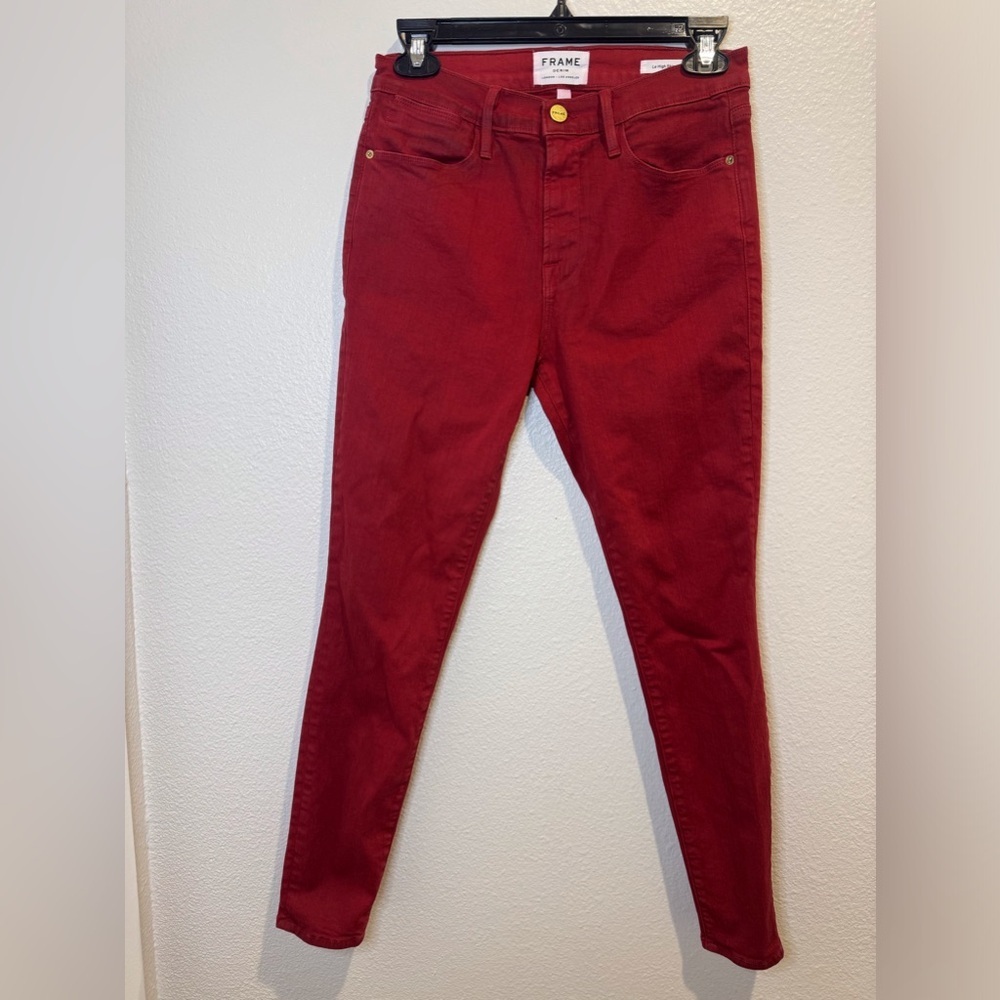 FRAME Le High Skinny Hunter Red Coated Jean Size 29